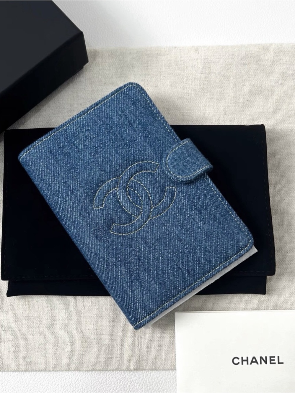 Chanel Beauty Denim Card Holder Passport Wallet GWP Travel Organizer